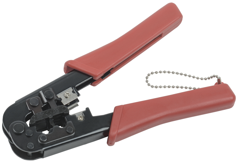 картинка Инструмент обжимной для RJ45,  RJ12,  RJ11 без храпового механизма с прорезиненными ручками син./оранж. ITK TM1-B10H от магазина ПСФ Электро