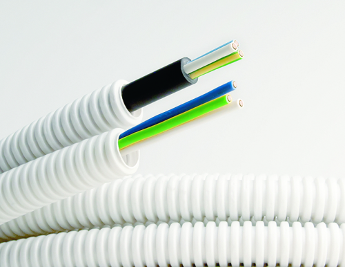 картинка Труба гофрированная ПВХ d16мм с кабелем РЭК ГОСТ+ ВВГнгLS 3х1.5 сер. (уп.25м) ДКС 9L91625 от магазина ПСФ Электро